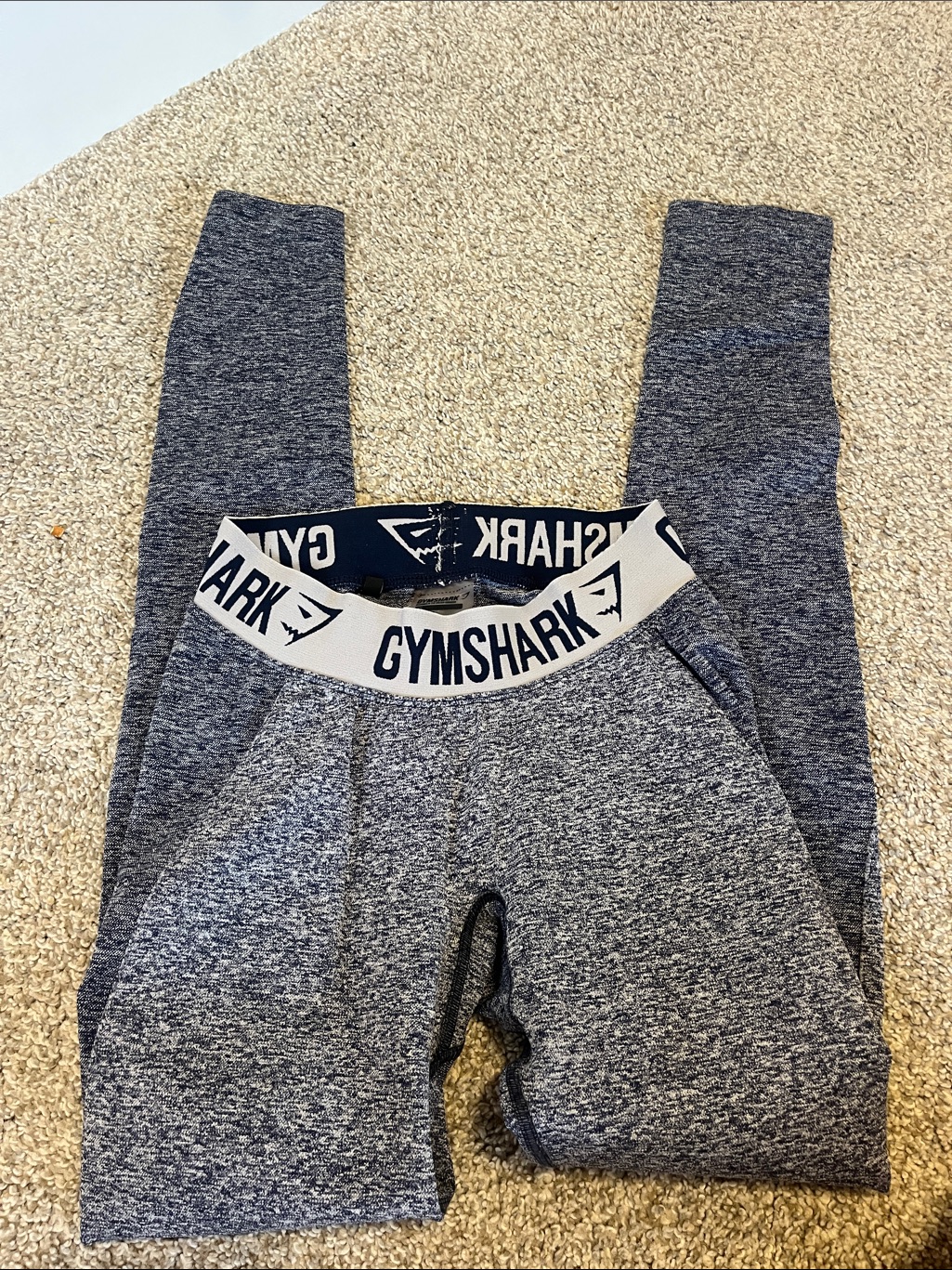 Gymshark Heather Grey Leggings With Branded White Waistband